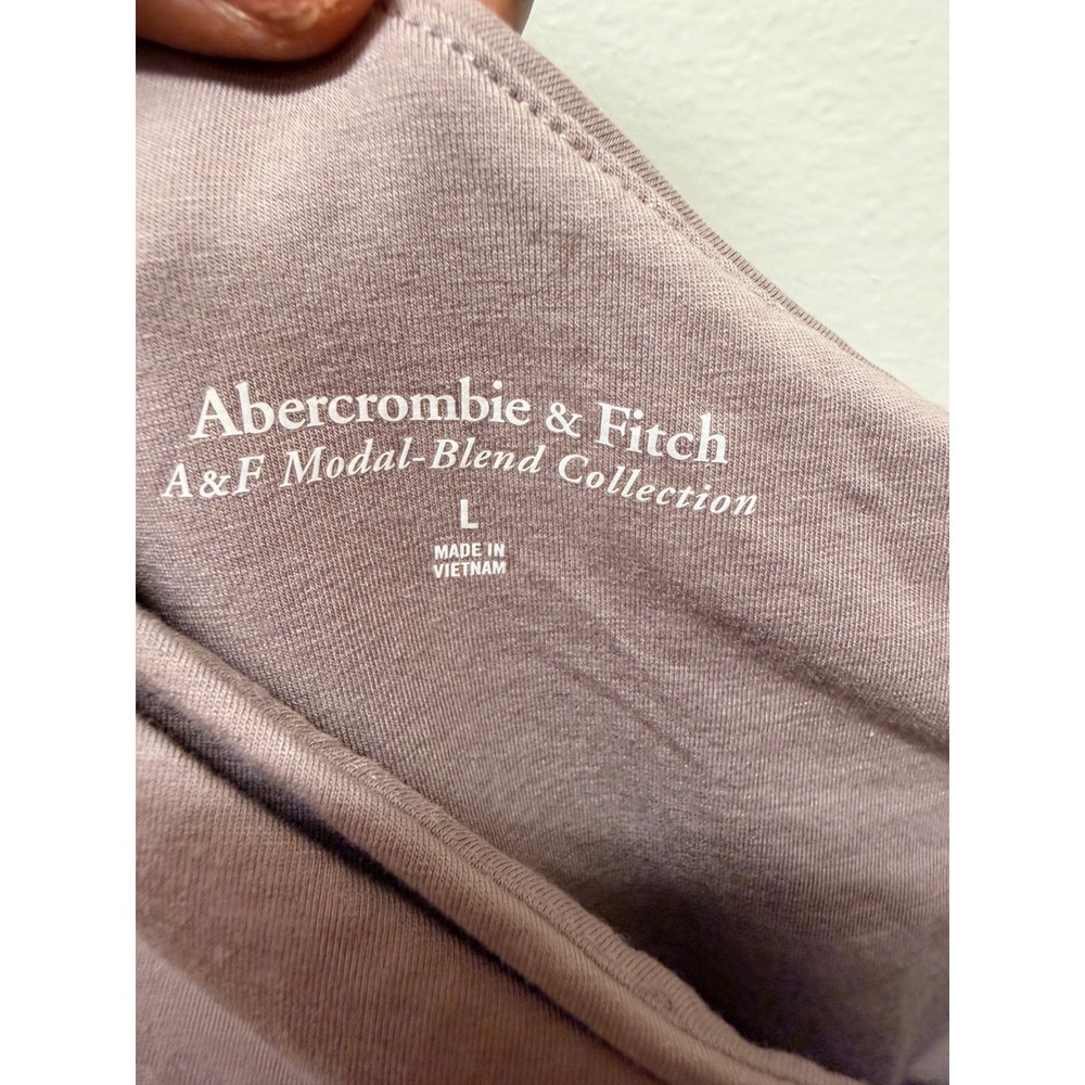 Abercrombie & Fitch Modal-Blend One-Shoulder Draped Cowl Bodysuit Taupe Mauve L - Picture 4 of 4